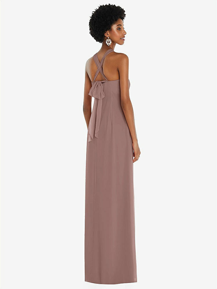 【STYLE: 3109】Draped Chiffon Grecian Column Gown with Convertible Straps【COLOR: Sienna】