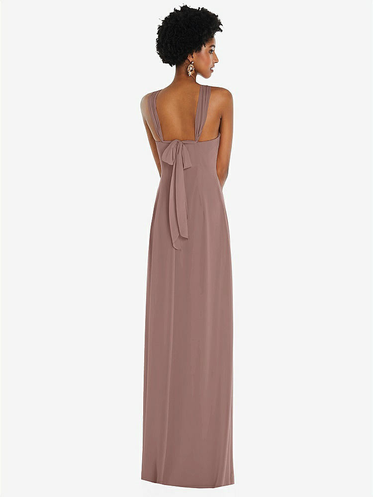 【STYLE: 3109】Draped Chiffon Grecian Column Gown with Convertible Straps【COLOR: Sienna】