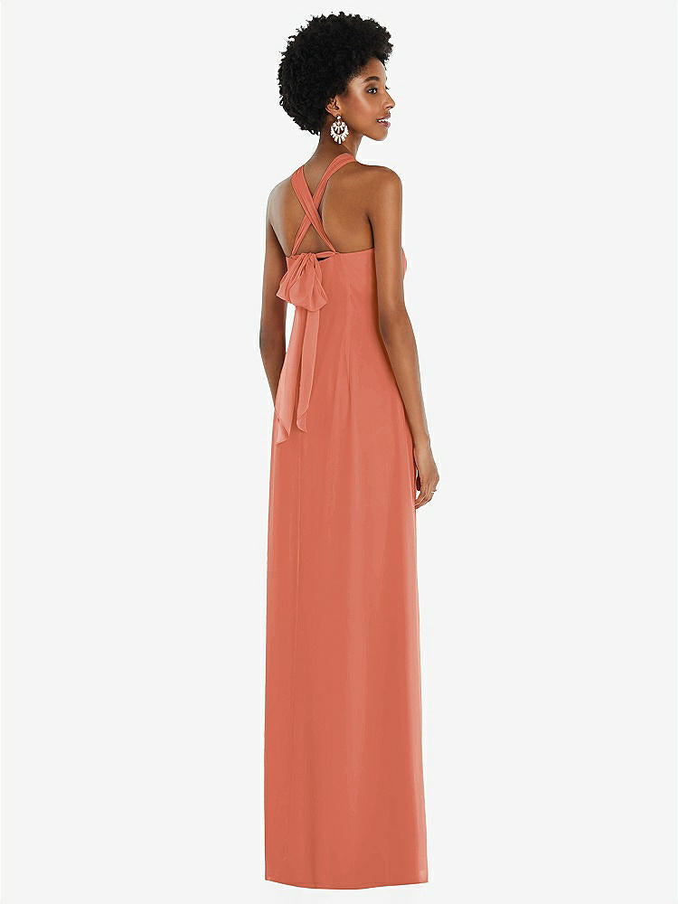【STYLE: 3109】Draped Chiffon Grecian Column Gown with Convertible Straps【COLOR: Terracotta Copper】