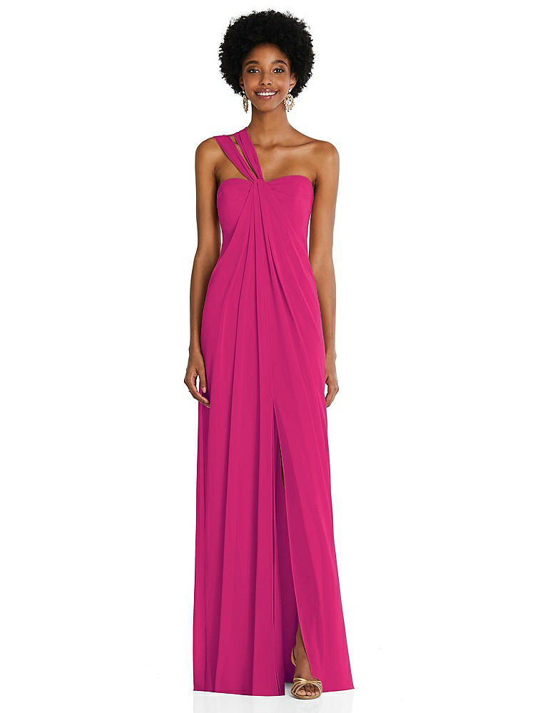 【NEW】【STYLE: 3109】ドレープ シフォン grecian 列 ガウン コンバーチブル ストラップ【COLOR: Think Pink】【SIZE: 00-30W】