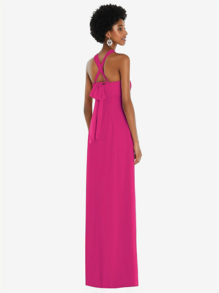 【NEW】【STYLE: 3109】ドレープ シフォン grecian 列 ガウン コンバーチブル ストラップ【COLOR: Think Pink】【SIZE: 00-30W】