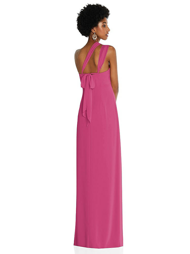 【STYLE: 3109】Draped Chiffon Grecian Column Gown with Convertible Straps【COLOR: Tea Rose】