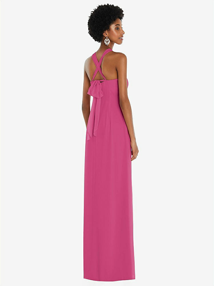 【STYLE: 3109】Draped Chiffon Grecian Column Gown with Convertible Straps【COLOR: Tea Rose】