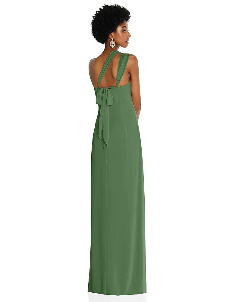 【STYLE: 3109】Draped Chiffon Grecian Column Gown with Convertible Straps【COLOR: Vineyard Green】