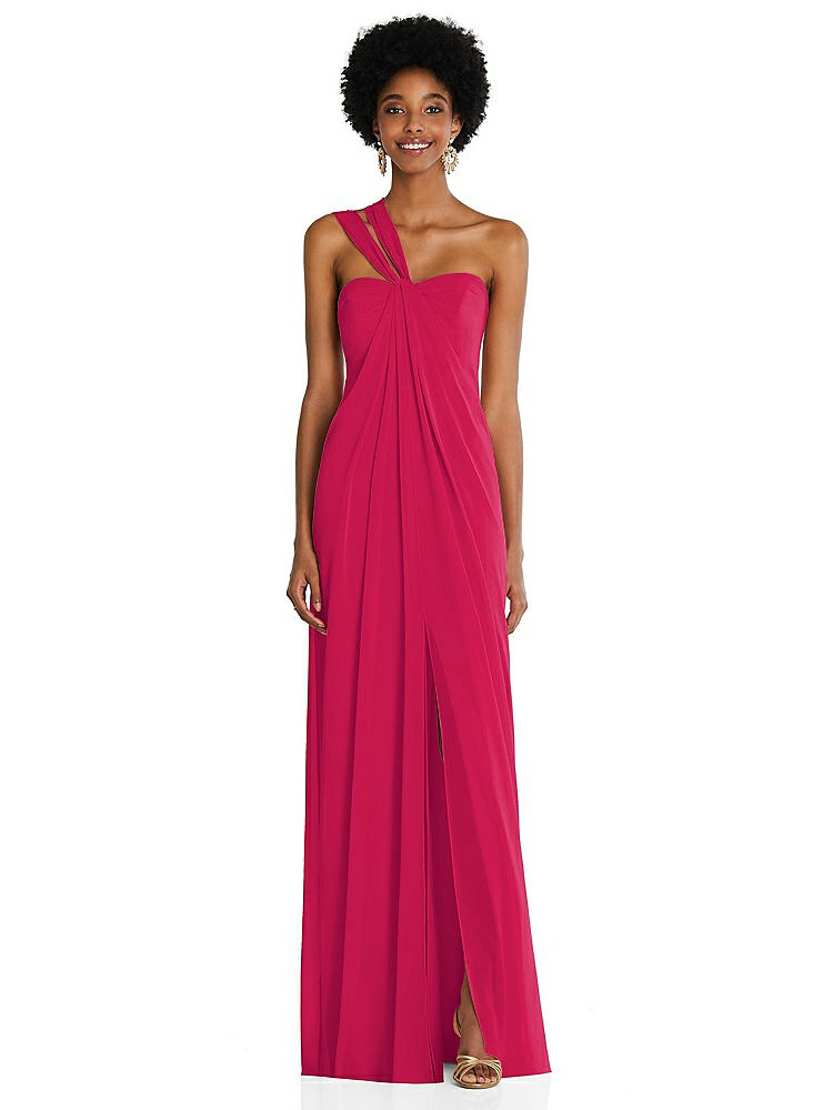 【NEW】【STYLE: 3109】ドレープ シフォン grecian 列 ガウン コンバーチブル ストラップ【COLOR: Vivid Pink】【SIZE: 00-30W】