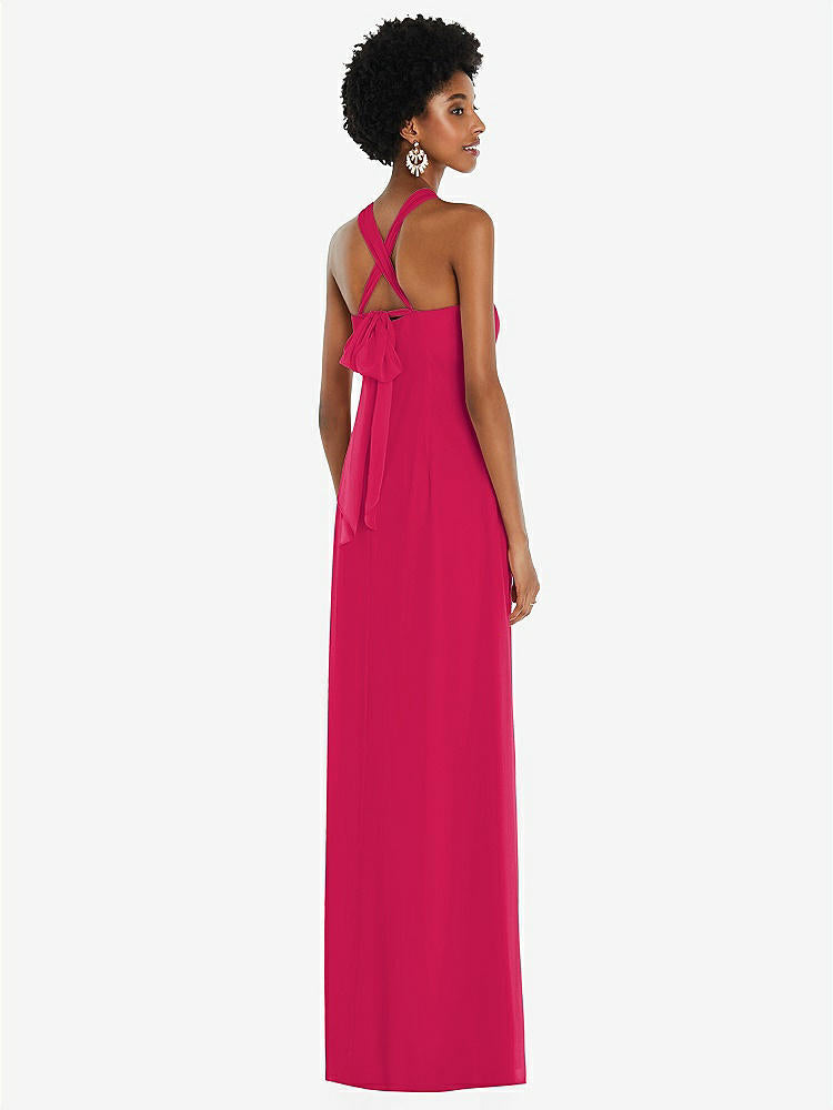 【NEW】【STYLE: 3109】ドレープ シフォン grecian 列 ガウン コンバーチブル ストラップ【COLOR: Vivid Pink】【SIZE: 00-30W】
