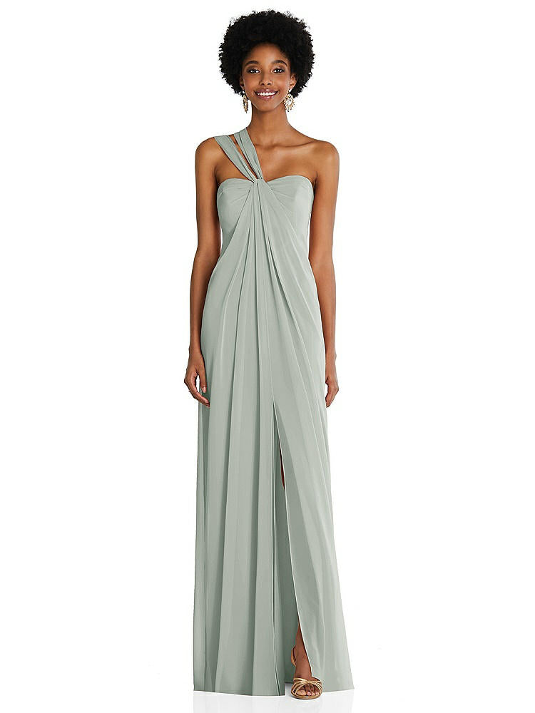 【STYLE: 3109】Draped Chiffon Grecian Column Gown with Convertible Straps【COLOR: Willow Green】