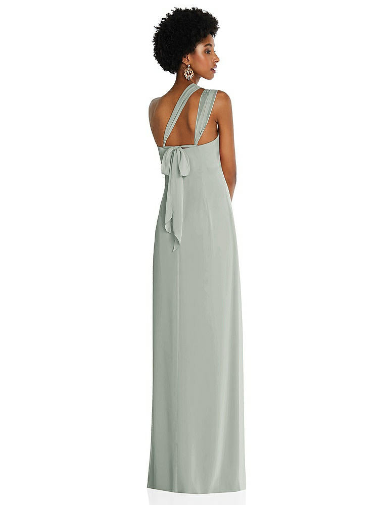 【STYLE: 3109】Draped Chiffon Grecian Column Gown with Convertible Straps【COLOR: Willow Green】