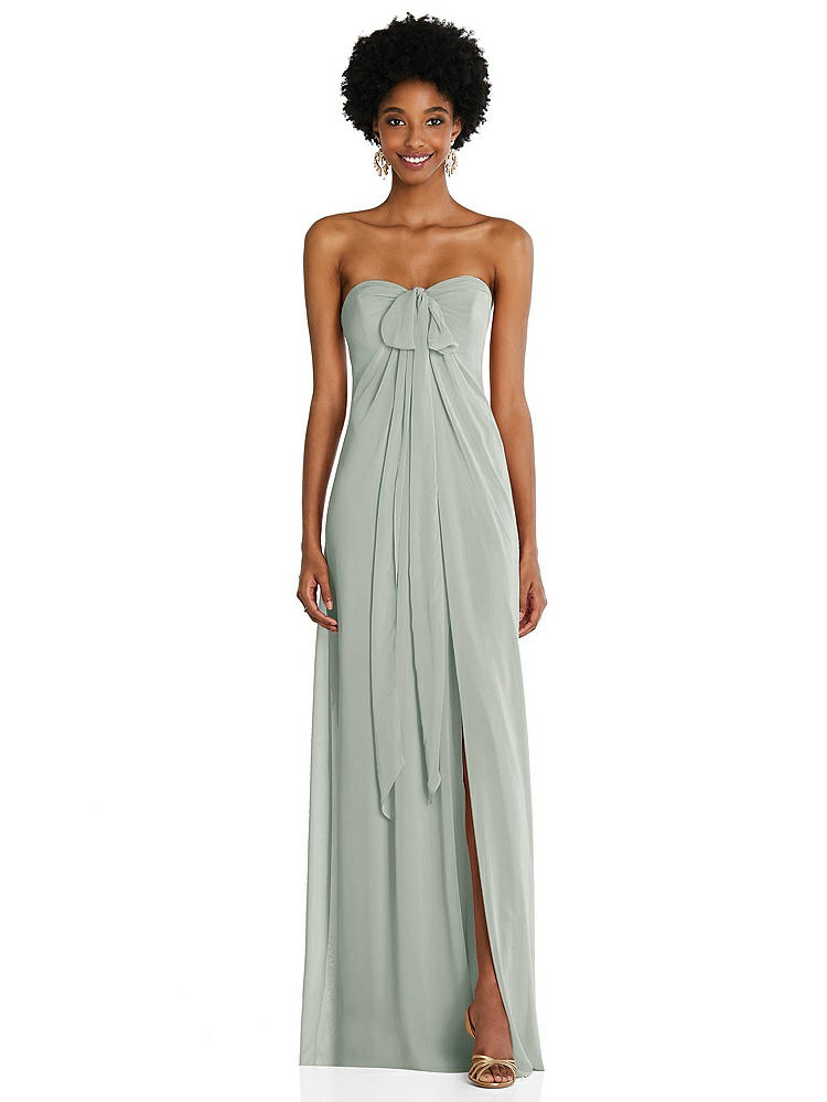 【STYLE: 3109】Draped Chiffon Grecian Column Gown with Convertible Straps【COLOR: Willow Green】