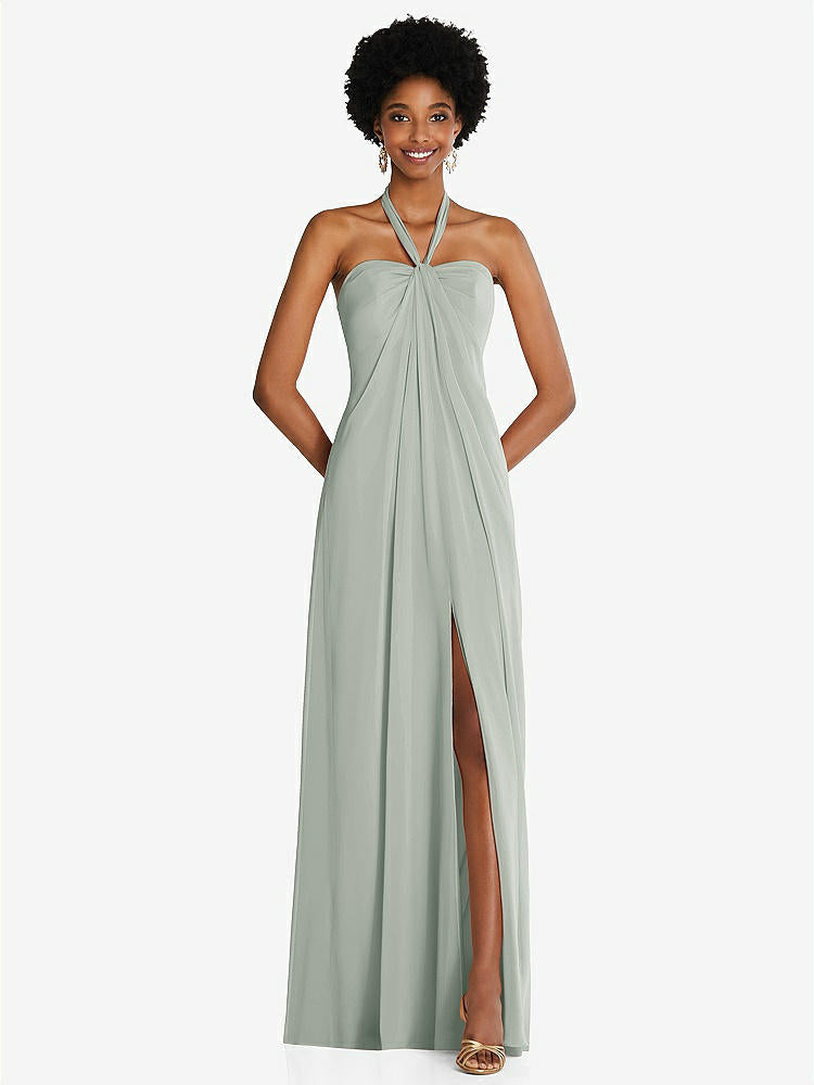 【STYLE: 3109】Draped Chiffon Grecian Column Gown with Convertible Straps【COLOR: Willow Green】