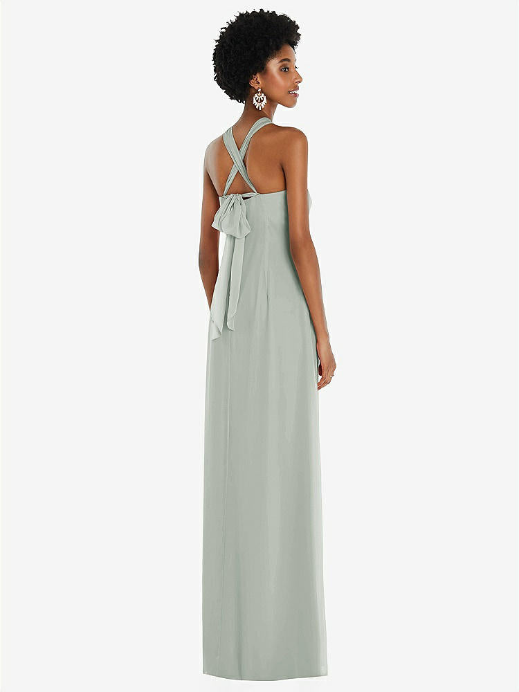 【STYLE: 3109】Draped Chiffon Grecian Column Gown with Convertible Straps【COLOR: Willow Green】