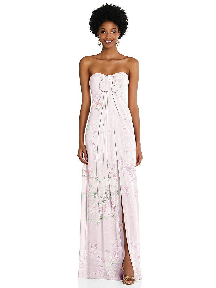 【NEW】【STYLE: 3109】ドレープ シフォン grecian 列 ガウン コンバーチブル ストラップ【COLOR: Watercolor Print】【SIZE: 00-30W】