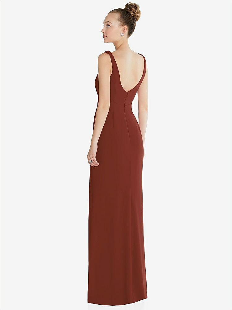 【STYLE: 6852】Wide Strap Slash Cutout Empire Dress with Front Slit【COLOR: Auburn Moon】