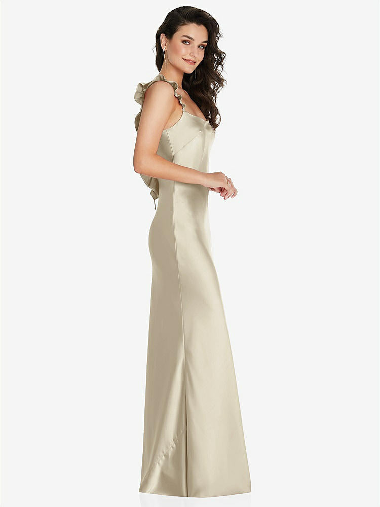 【NEW】【STYLE: 8219】フリル トリミング オープンバック マキシ スリップ ドレス【COLOR: Champagne】【SIZE: 00-30W】
