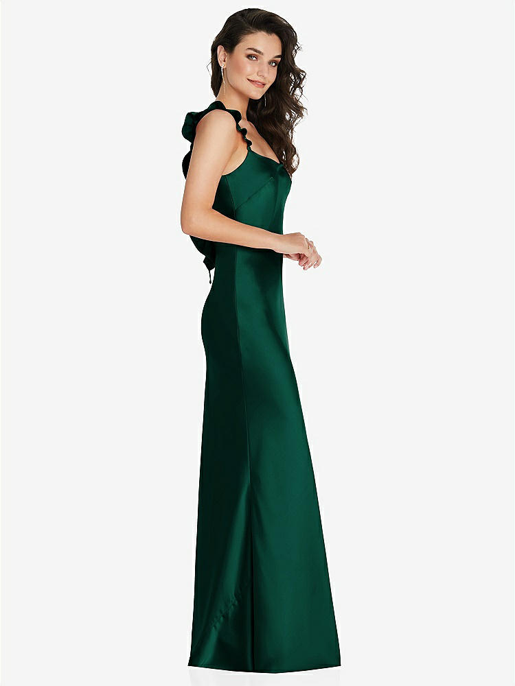 【NEW】【STYLE: 8219】フリル トリミング オープンバック マキシ スリップ ドレス【COLOR: Hunter Green】【SIZE: 00-30W】