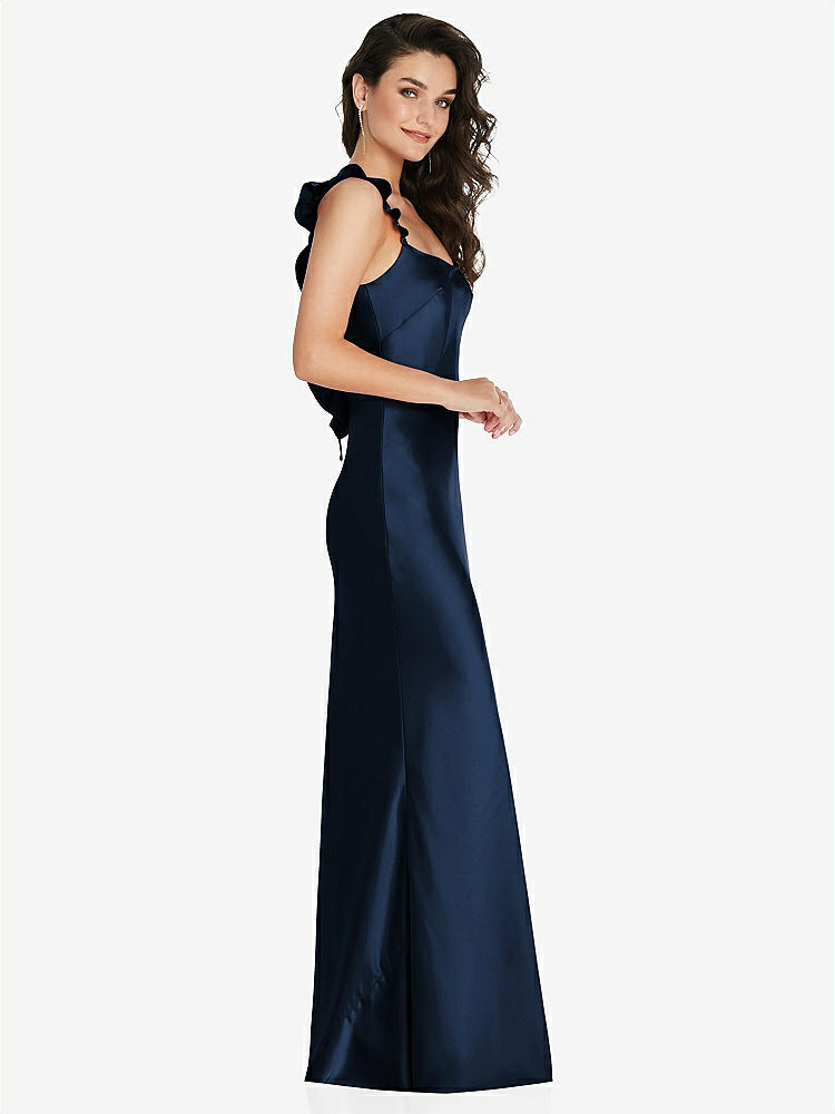 【NEW】【STYLE: 8219】フリル トリミング オープンバック マキシ スリップ ドレス【COLOR: Midnight Navy】【SIZE: 00-30W】