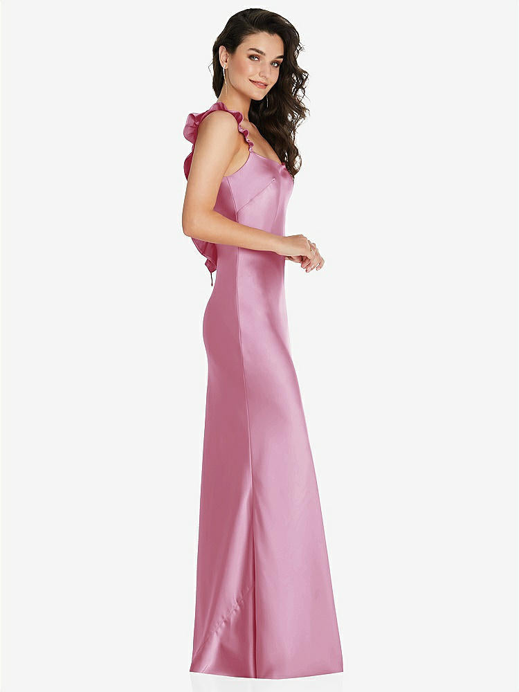【NEW】【STYLE: 8219】フリル トリミング オープンバック マキシ スリップ ドレス【COLOR: Powder Pink】【SIZE: 00-30W】