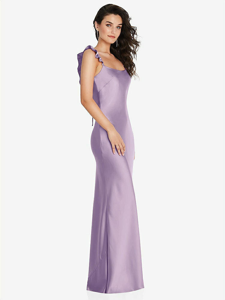 【NEW】【STYLE: 8219】フリル トリミング オープンバック マキシ スリップ ドレス【COLOR: Pale Purple】【SIZE: 00-30W】