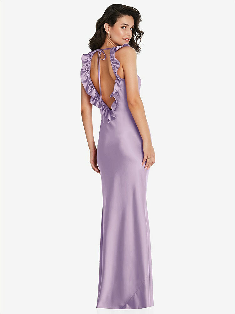 【NEW】【STYLE: 8219】フリル トリミング オープンバック マキシ スリップ ドレス【COLOR: Pale Purple】【SIZE: 00-30W】