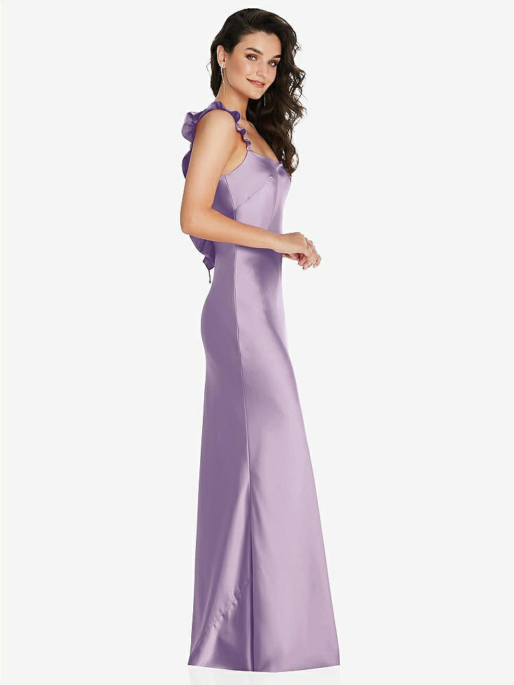 【NEW】【STYLE: 8219】フリル トリミング オープンバック マキシ スリップ ドレス【COLOR: Pale Purple】【SIZE: 00-30W】