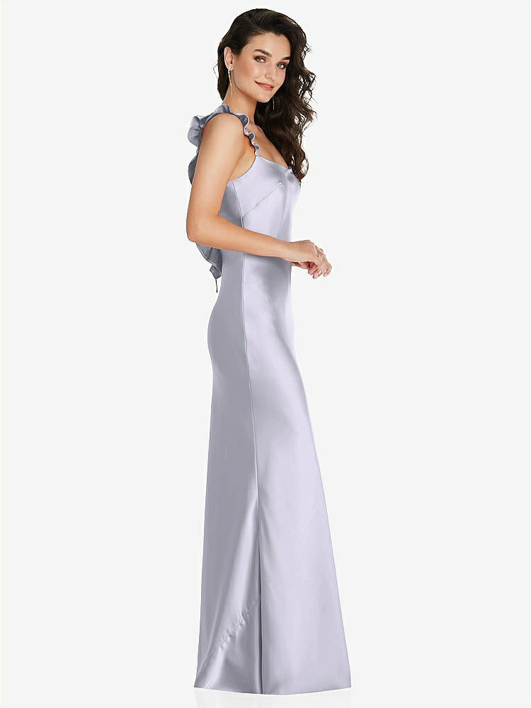 【NEW】【STYLE: 8219】フリル トリミング オープンバック マキシ スリップ ドレス【COLOR: Silver Dove】【SIZE: 00-30W】