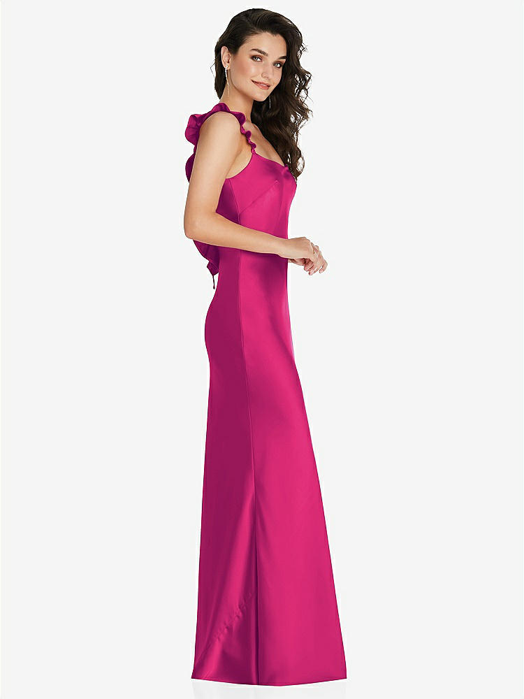 【NEW】【STYLE: 8219】フリル トリミング オープンバック マキシ スリップ ドレス【COLOR: Think Pink】【SIZE: 00-30W】