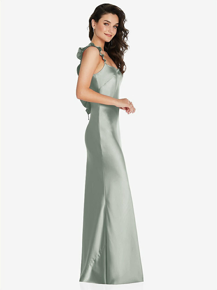 【NEW】【STYLE: 8219】フリル トリミング オープンバック マキシ スリップ ドレス【COLOR: Willow Green】【SIZE: 00-30W】