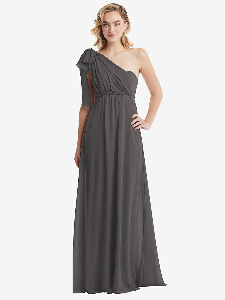 【NEW】【STYLE: TH095】エンパイア ウエスト シャイレッド スカート コンバーチブル サッシ ネクタイ マキシ ドレス【COLOR: Caviar Gray】【SIZE: 00-30W】