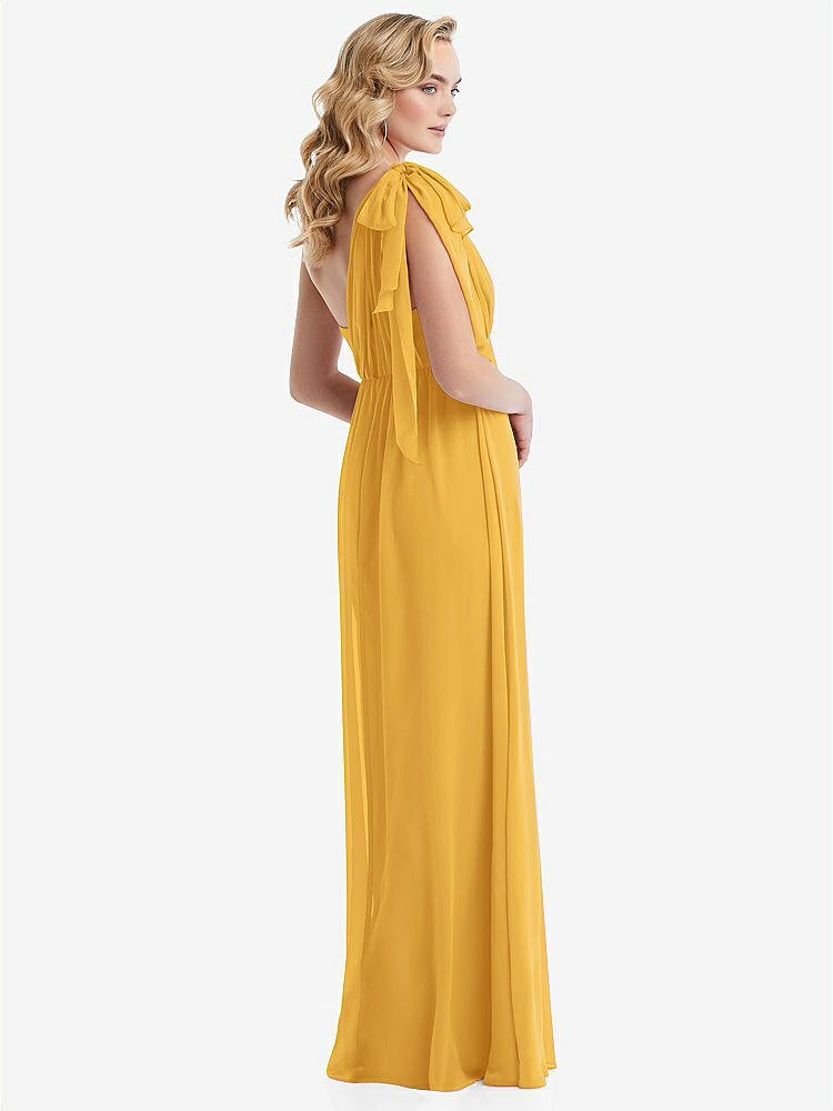 【STYLE: TH095】Empire Waist Shirred Skirt Convertible Sash Tie Maxi Dress【COLOR: NYC Yellow】