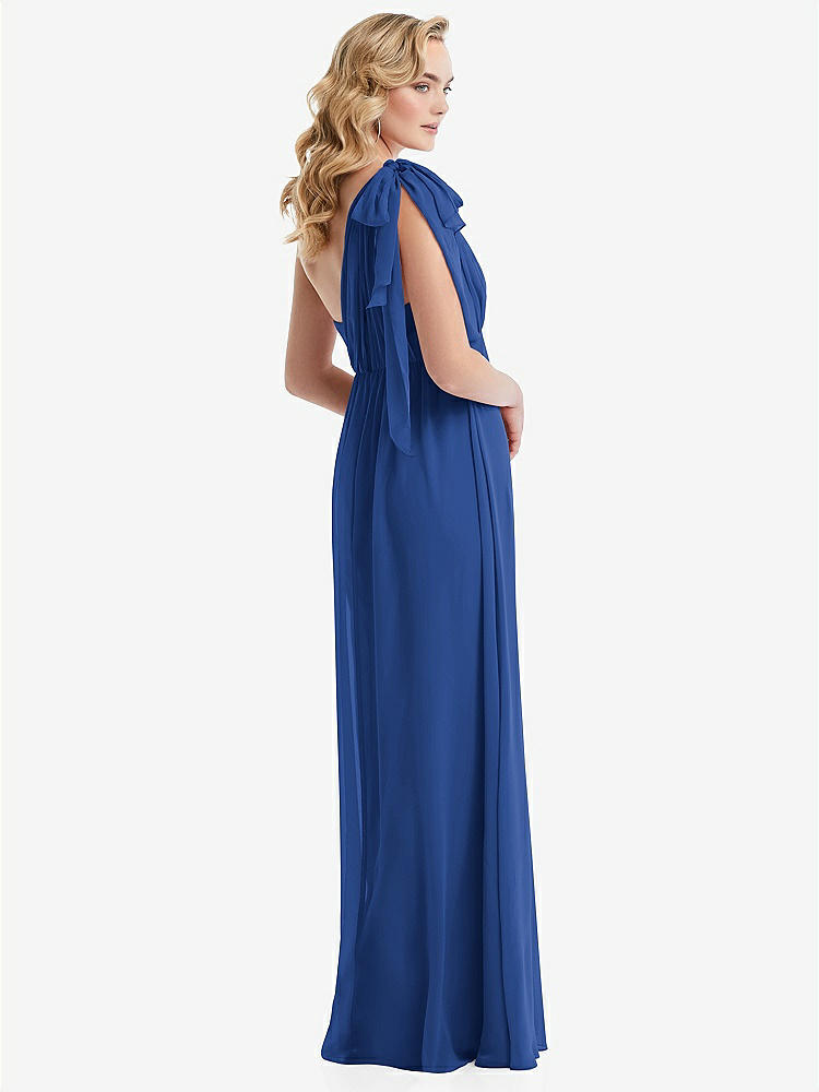 【NEW】【STYLE: TH095】エンパイア ウエスト シャイレッド スカート コンバーチブル サッシ ネクタイ マキシ ドレス【COLOR: Classic Blue】【SIZE: 00-30W】