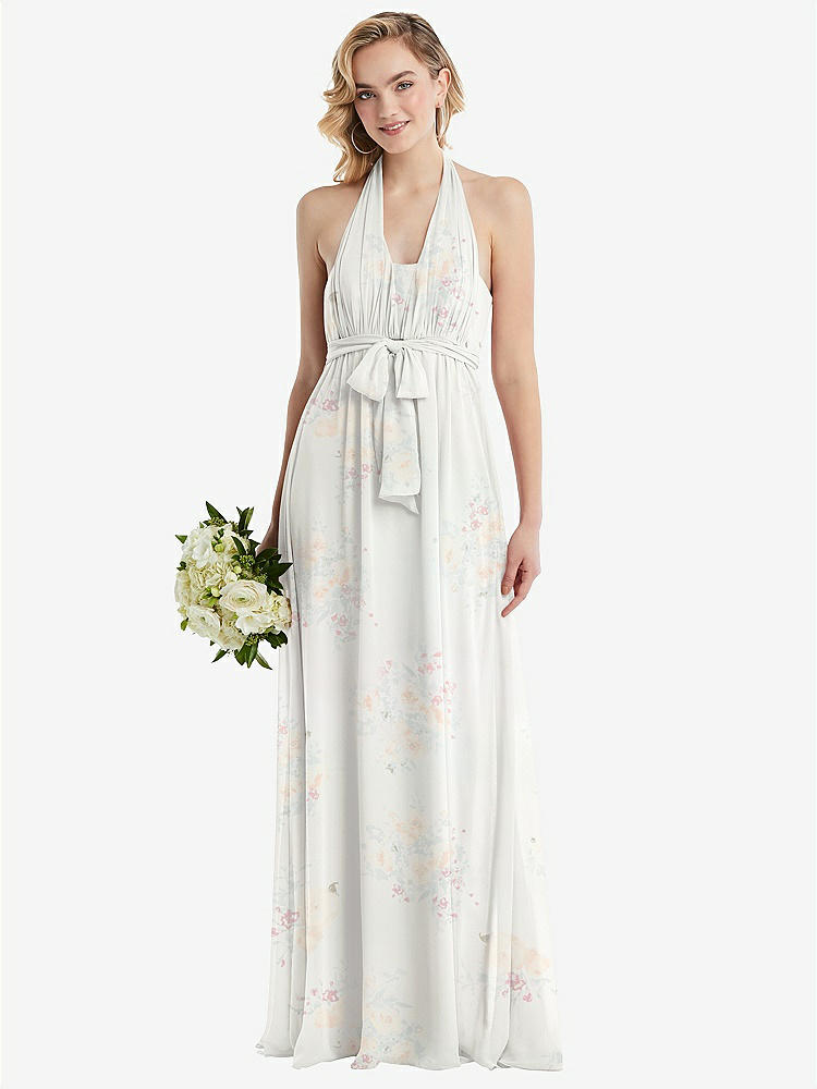 【NEW】【STYLE: TH095】エンパイア ウエスト シャイレッド スカート コンバーチブル サッシ ネクタイ マキシ ドレス【COLOR: Spring Fling】【SIZE: 00-30W】