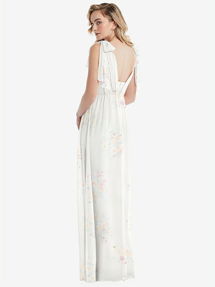 【NEW】【STYLE: TH095】エンパイア ウエスト シャイレッド スカート コンバーチブル サッシ ネクタイ マキシ ドレス【COLOR: Spring Fling】【SIZE: 00-30W】