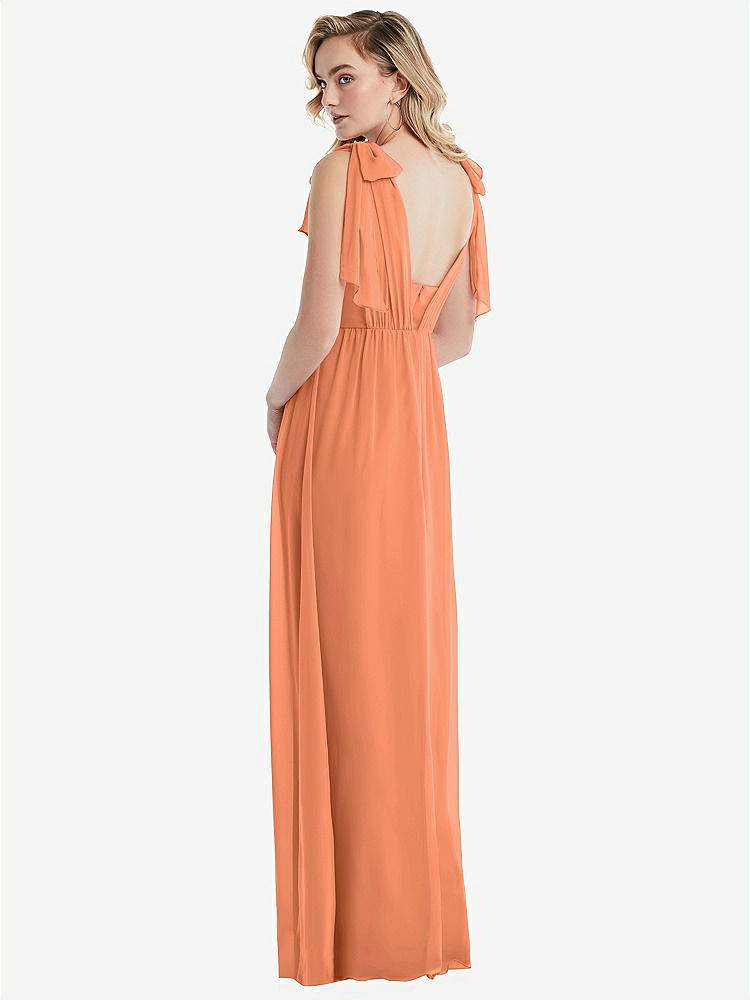 【NEW】【STYLE: TH095】エンパイア ウエスト シャイレッド スカート コンバーチブル サッシ ネクタイ マキシ ドレス【COLOR: Sweet Melon】【SIZE: 00-30W】