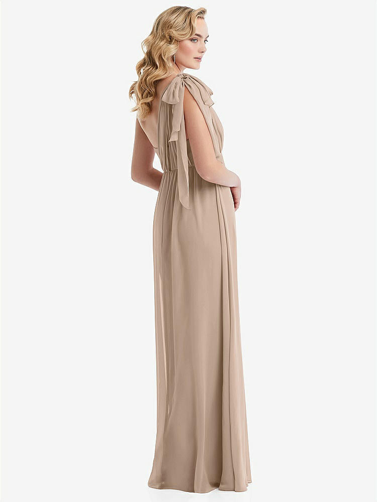【STYLE: TH095】Empire Waist Shirred Skirt Convertible Sash Tie Maxi Dress【COLOR: Topaz】