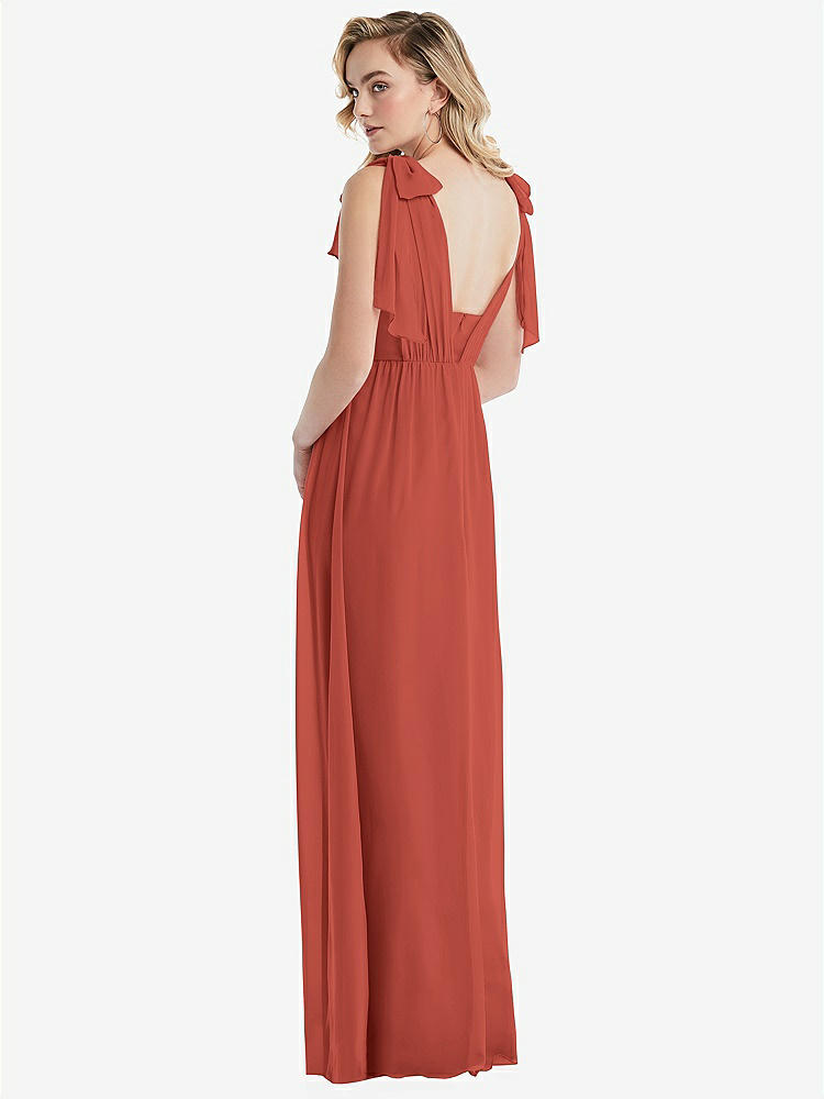 【NEW】【STYLE: TH095】エンパイア ウエスト シャイレッド スカート コンバーチブル サッシ ネクタイ マキシ ドレス【COLOR: Amber Sunset】【SIZE: 00-30W】