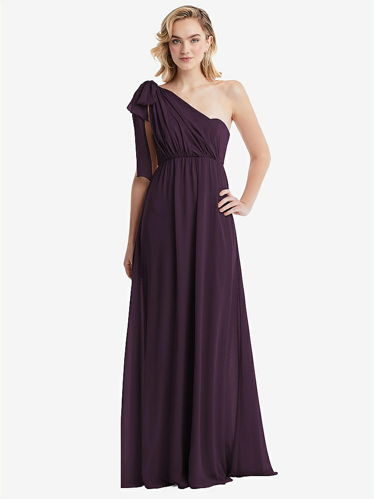【NEW】【STYLE: TH095】エンパイア ウエスト シャイレッド スカート コンバーチブル サッシ ネクタイ マキシ ドレス【COLOR: Aubergine】【SIZE: 00-30W】