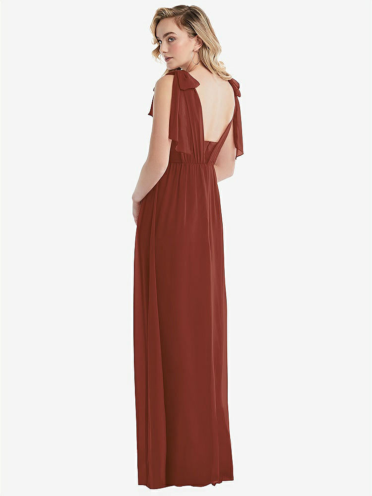 【NEW】【STYLE: TH095】エンパイア ウエスト シャイレッド スカート コンバーチブル サッシ ネクタイ マキシ ドレス【COLOR: Auburn Moon】【SIZE: 00-30W】