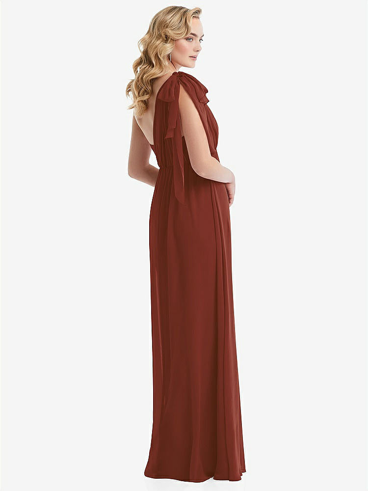 【NEW】【STYLE: TH095】エンパイア ウエスト シャイレッド スカート コンバーチブル サッシ ネクタイ マキシ ドレス【COLOR: Auburn Moon】【SIZE: 00-30W】
