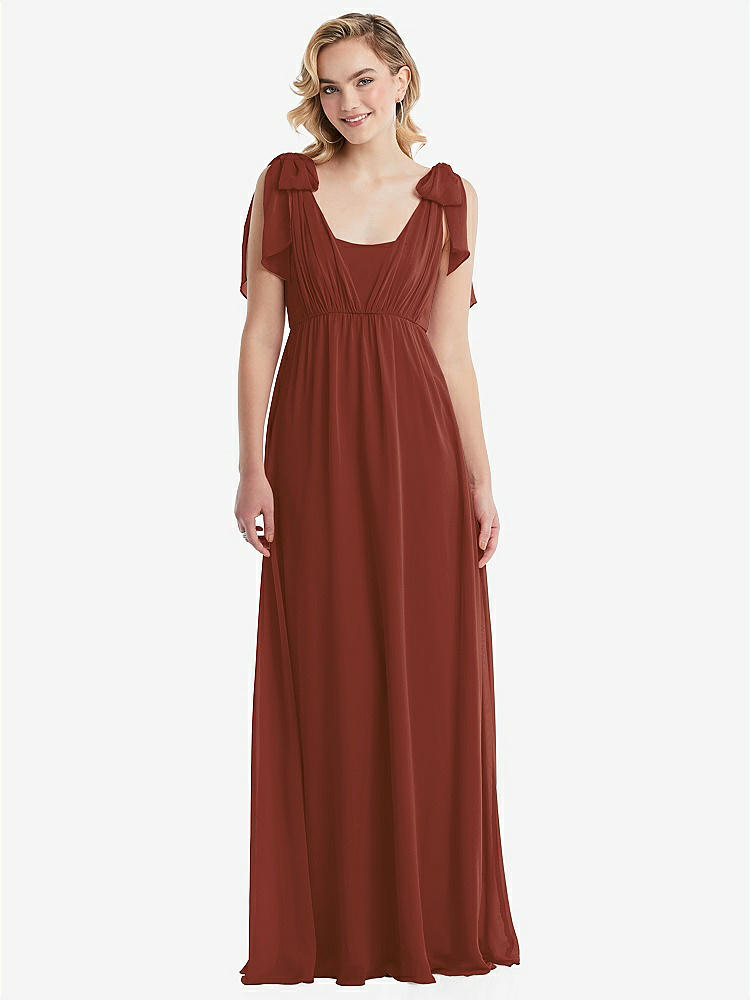 【NEW】【STYLE: TH095】エンパイア ウエスト シャイレッド スカート コンバーチブル サッシ ネクタイ マキシ ドレス【COLOR: Auburn Moon】【SIZE: 00-30W】