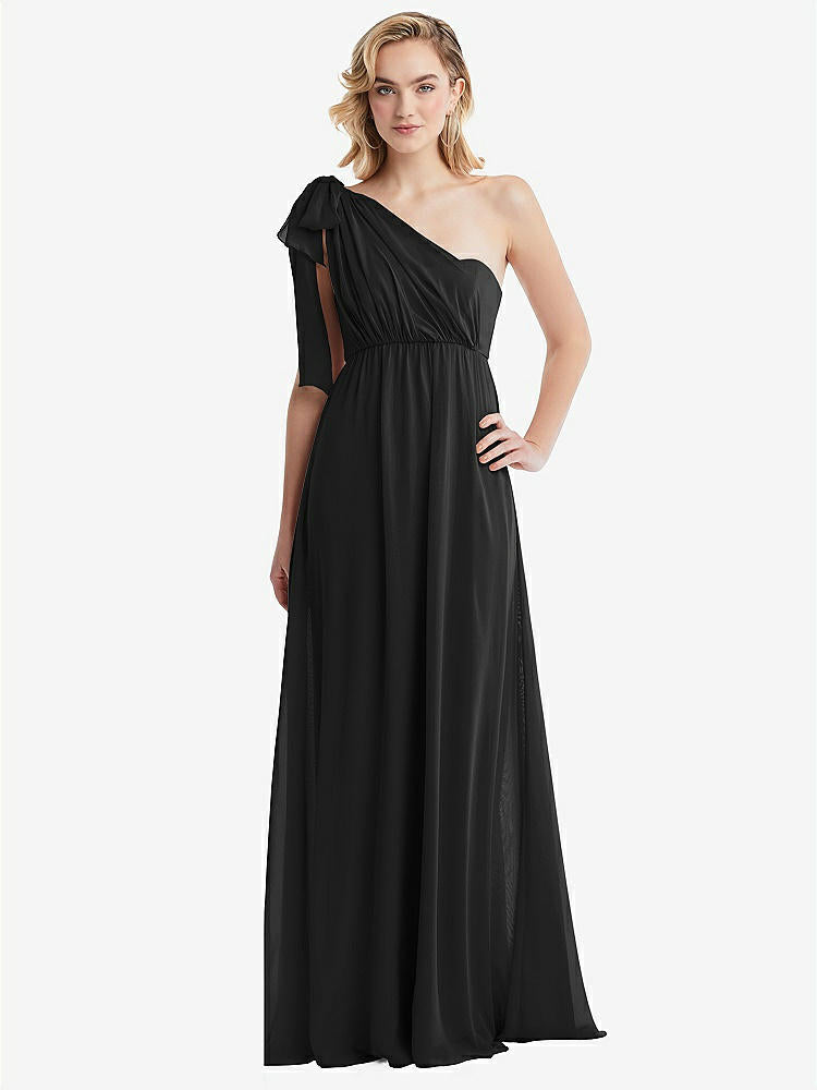 【STYLE: TH095】Empire Waist Shirred Skirt Convertible Sash Tie Maxi Dress【COLOR: Black】