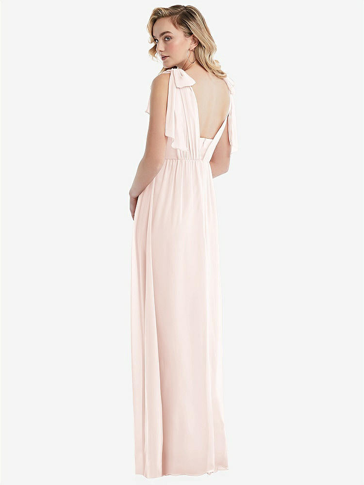 【NEW】【STYLE: TH095】エンパイア ウエスト シャイレッド スカート コンバーチブル サッシ ネクタイ マキシ ドレス【COLOR: Blush】【SIZE: 00-30W】