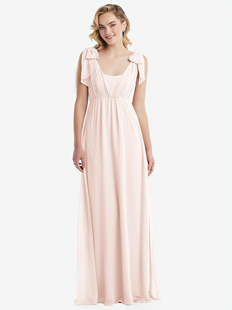 【NEW】【STYLE: TH095】エンパイア ウエスト シャイレッド スカート コンバーチブル サッシ ネクタイ マキシ ドレス【COLOR: Blush】【SIZE: 00-30W】