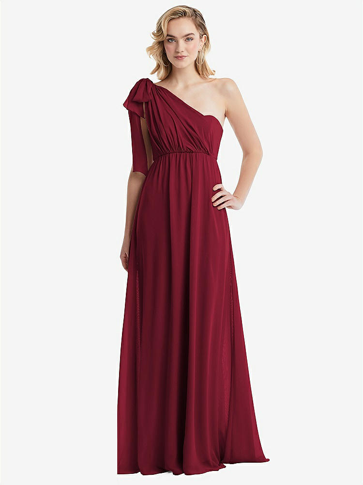 【STYLE: TH095】Empire Waist Shirred Skirt Convertible Sash Tie Maxi Dress【COLOR: Burgundy】