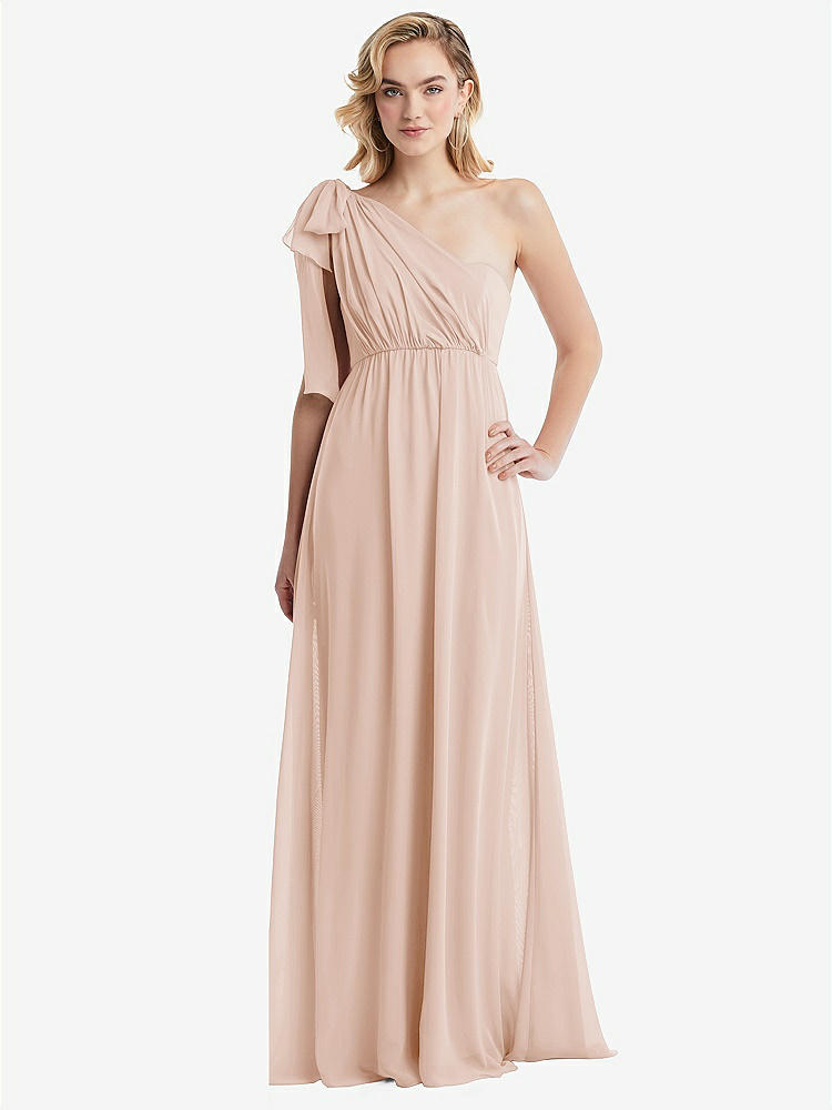 【NEW】【STYLE: TH095】エンパイア ウエスト シャイレッド スカート コンバーチブル サッシ ネクタイ マキシ ドレス【COLOR: Cameo】【SIZE: 00-30W】