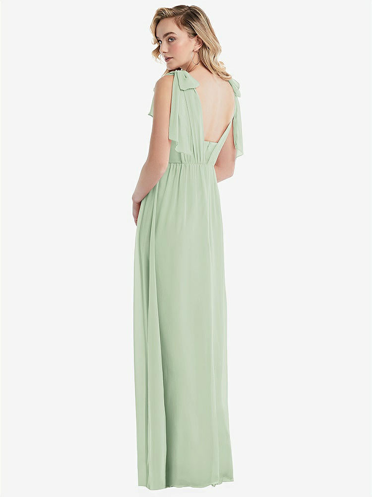 【STYLE: TH095】Empire Waist Shirred Skirt Convertible Sash Tie Maxi Dress【COLOR: Celadon】