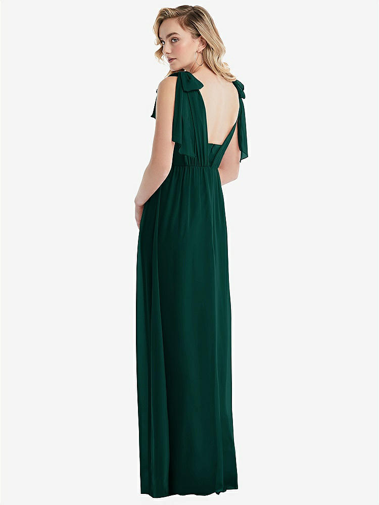 【NEW】【STYLE: TH095】エンパイア ウエスト シャイレッド スカート コンバーチブル サッシ ネクタイ マキシ ドレス【COLOR: Evergreen】【SIZE: 00-30W】