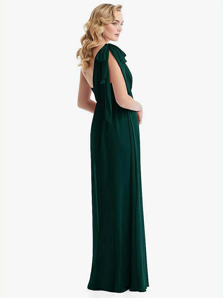 【NEW】【STYLE: TH095】エンパイア ウエスト シャイレッド スカート コンバーチブル サッシ ネクタイ マキシ ドレス【COLOR: Evergreen】【SIZE: 00-30W】