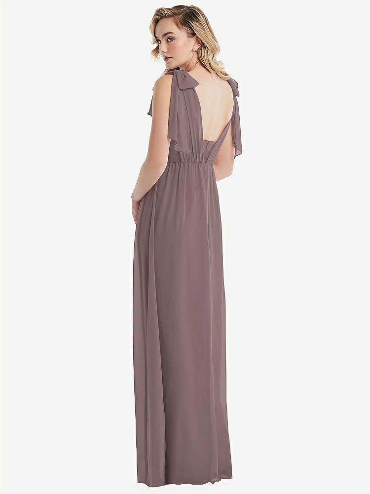 【NEW】【STYLE: TH095】エンパイア ウエスト シャイレッド スカート コンバーチブル サッシ ネクタイ マキシ ドレス【COLOR: French Truffle】【SIZE: 00-30W】