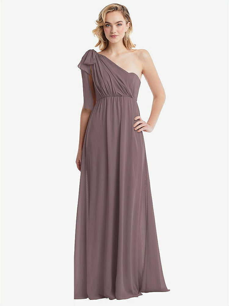 【NEW】【STYLE: TH095】エンパイア ウエスト シャイレッド スカート コンバーチブル サッシ ネクタイ マキシ ドレス【COLOR: French Truffle】【SIZE: 00-30W】