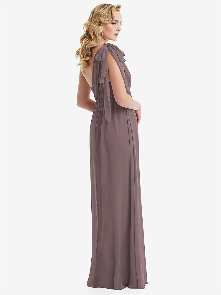 【NEW】【STYLE: TH095】エンパイア ウエスト シャイレッド スカート コンバーチブル サッシ ネクタイ マキシ ドレス【COLOR: French Truffle】【SIZE: 00-30W】